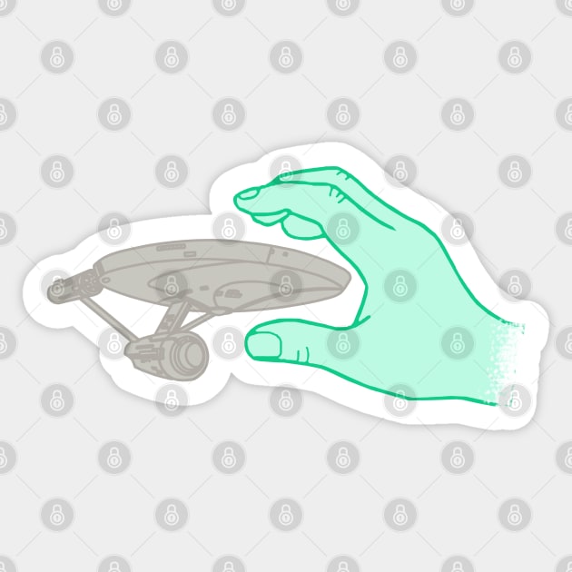 Giant Green Space Hand Sticker by PopCultureShirts